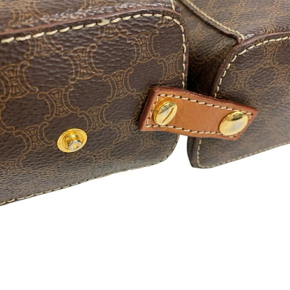 CELINE Double Backpack Macadam Backpack/Daypack Bag Rucksack Brown - Picture 7 of 10